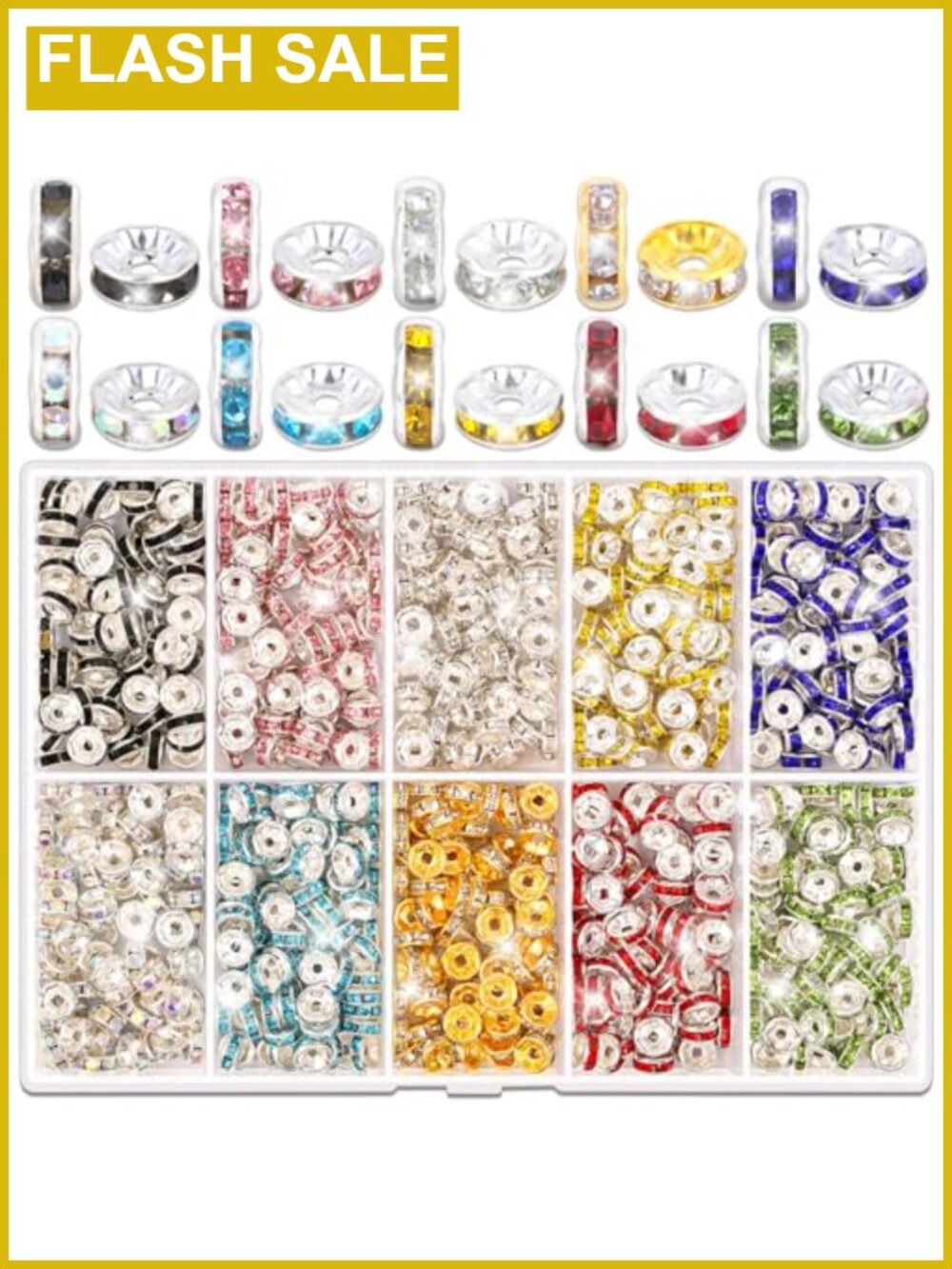 800 pcs Rondelle Spacer Beads, 6mm Crystal Rhinestone Beads for Jewelry Making,